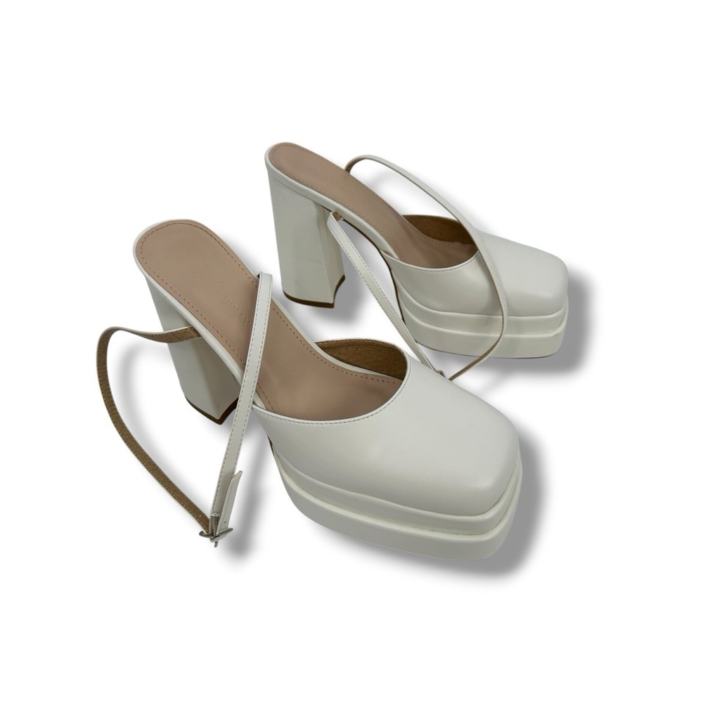 Princess Polly Alto Platform Heels White Size 10 Block Heel Y2K Club‎ Bratz